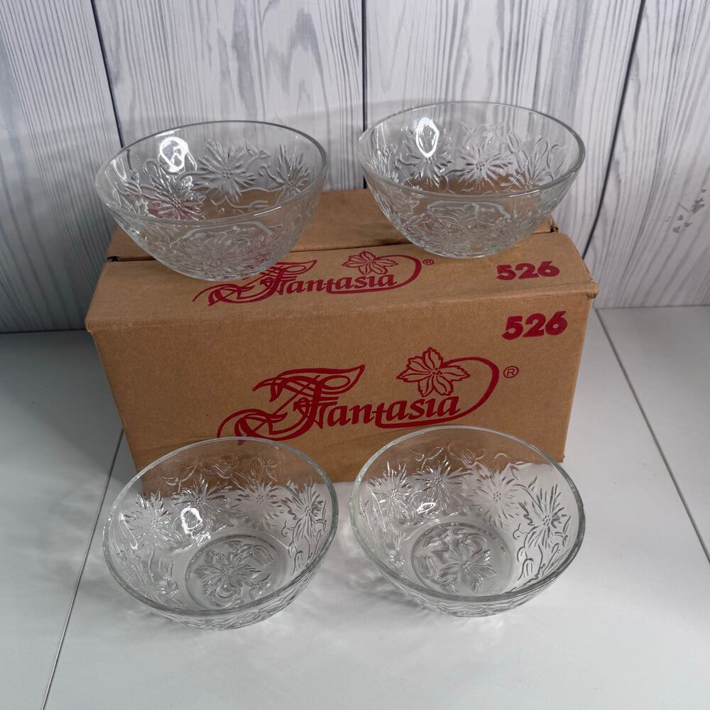 Princess House Exclusive Fantasia Crystal Soup / Salad Bowls Set Of 4  #526